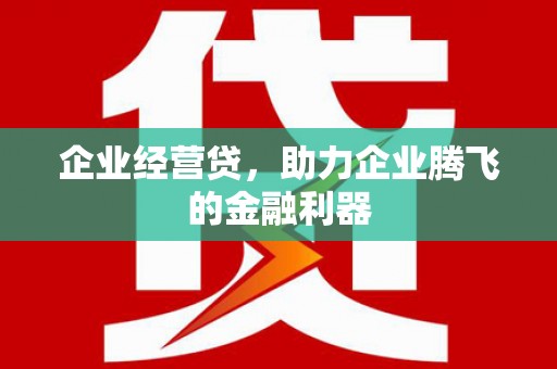浦江企业经营贷，助力企业腾飞的金融利器