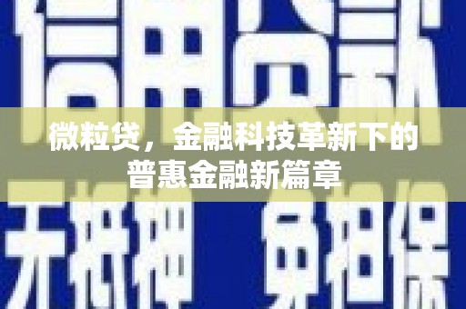 浦江微粒贷，金融科技革新下的普惠金融新篇章