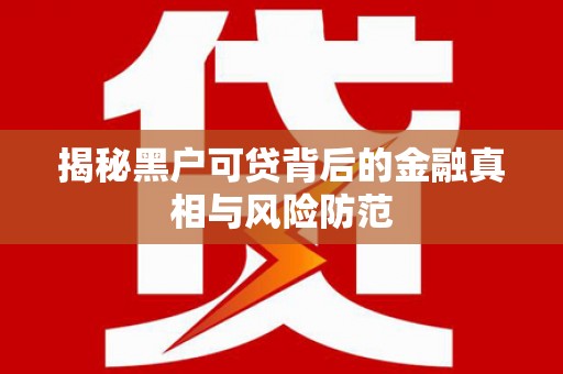 浦江揭秘黑户可贷背后的金融真相与风险防范