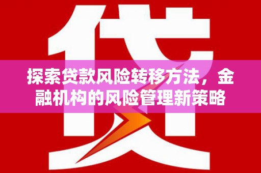 浦江探索贷款风险转移方法，金融机构的风险管理新策略