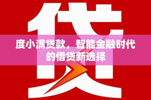 浦江度小满贷款，智能金融时代的借贷新选择