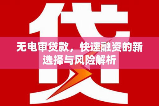 浦江无电审贷款，快速融资的新选择与风险解析