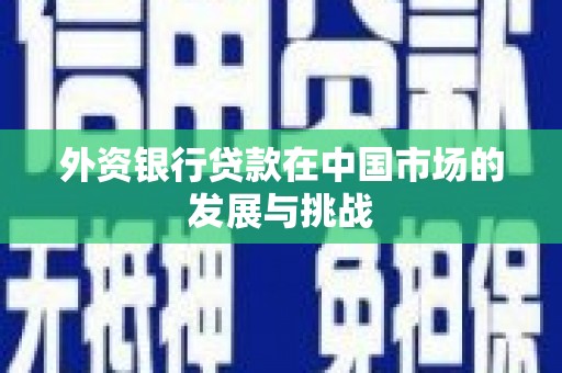 浦江外资银行贷款在中国市场的发展与挑战