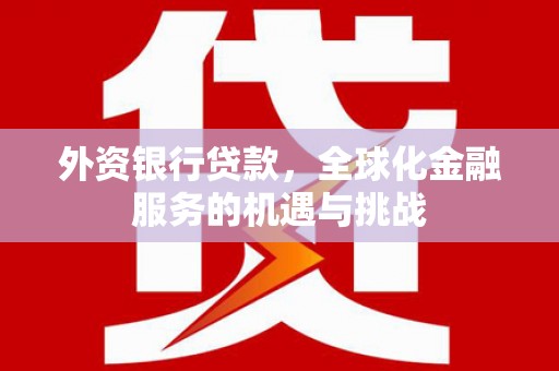 浦江外资银行贷款，全球化金融服务的机遇与挑战