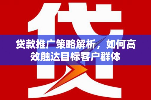 浦江贷款推广策略解析，如何高效触达目标客户群体