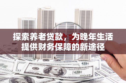 浦江探索养老贷款，为晚年生活提供财务保障的新途径