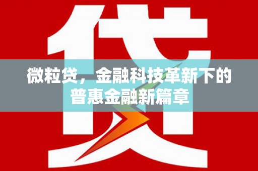 浦江微粒贷，金融科技革新下的普惠金融新篇章